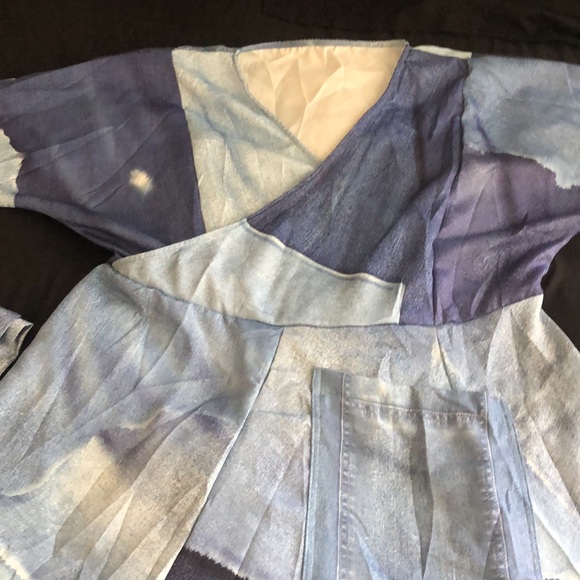 Beautiful patchwork, print denim wrap dress - Picture 2 of 12